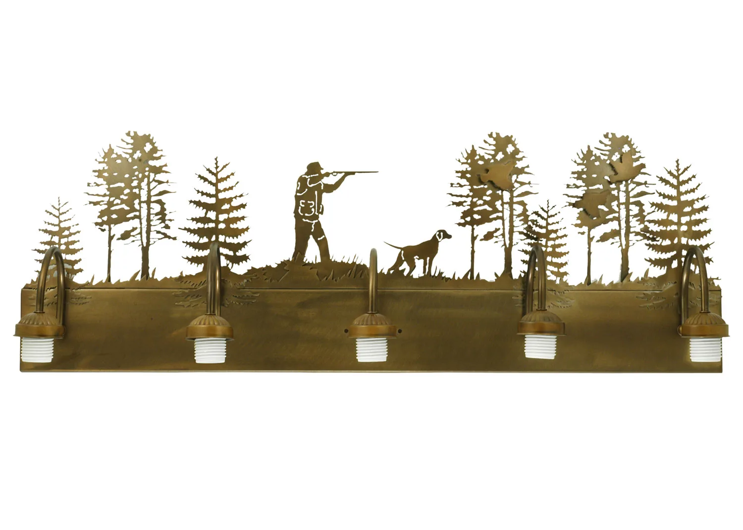 Quail Hunter Five Light Vanity in Antique Copper