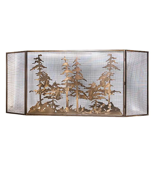 96" Wide X 40" High Tall Pines Fireplace Screen
