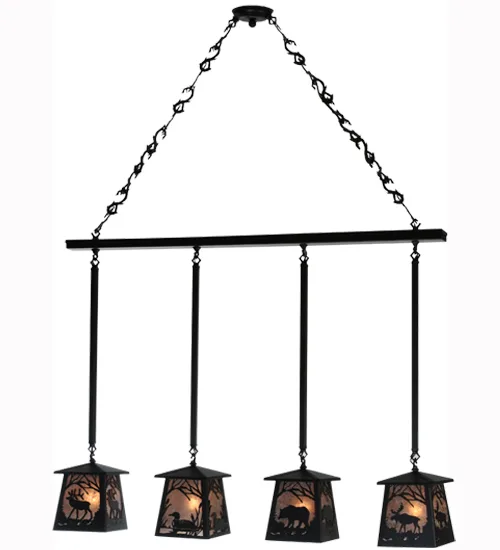 48" Long Wildlife at Pine Lake 4 Light Island Pendant
