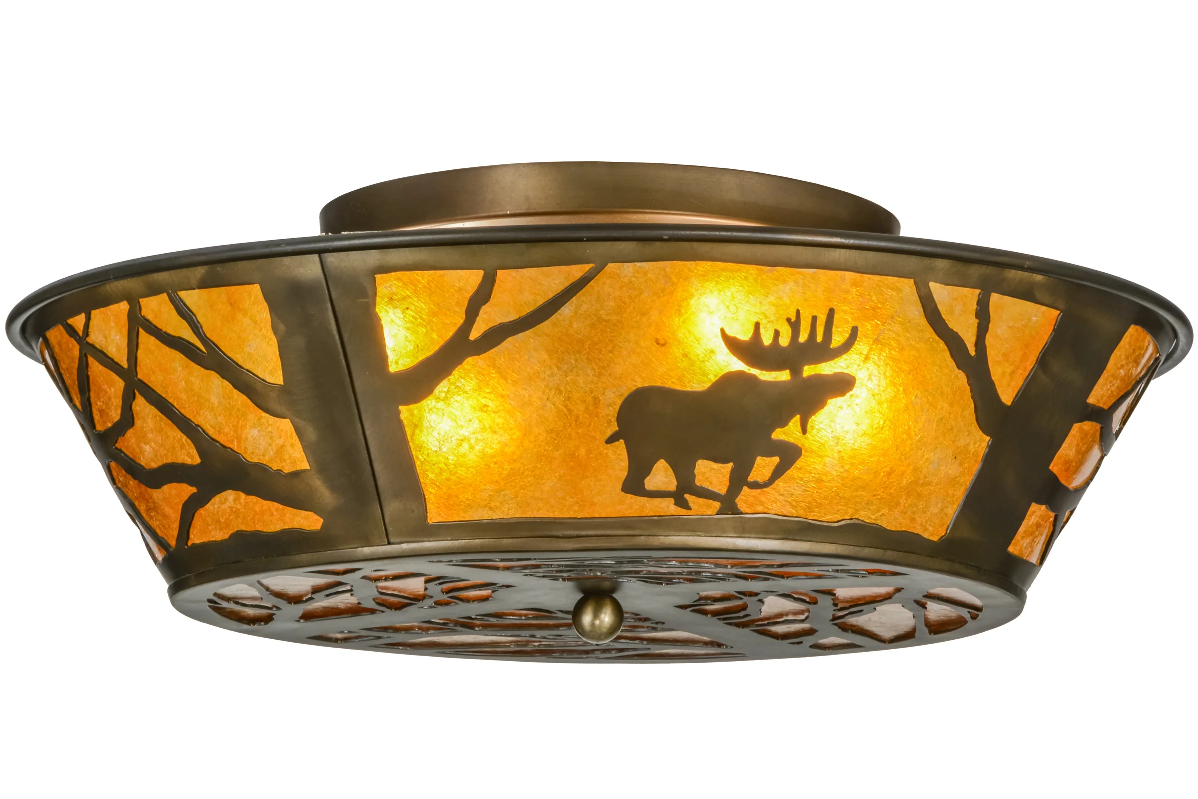 Moose At Dawn Four Light Flushmount in Antique Copper