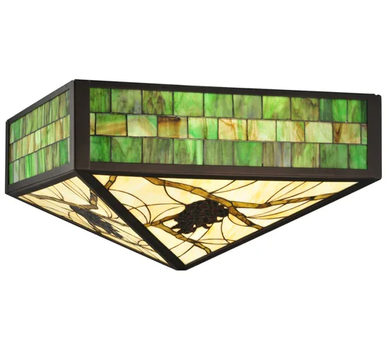 23"Sq Green Pine Branch Mission Shade
