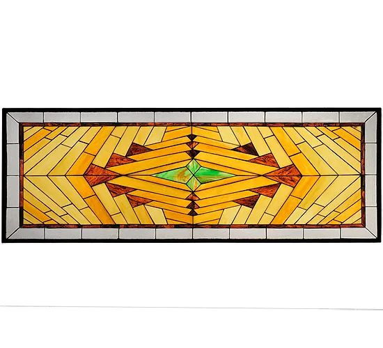62" Wide X 22" High Nuevo Mission Stained Glass Window