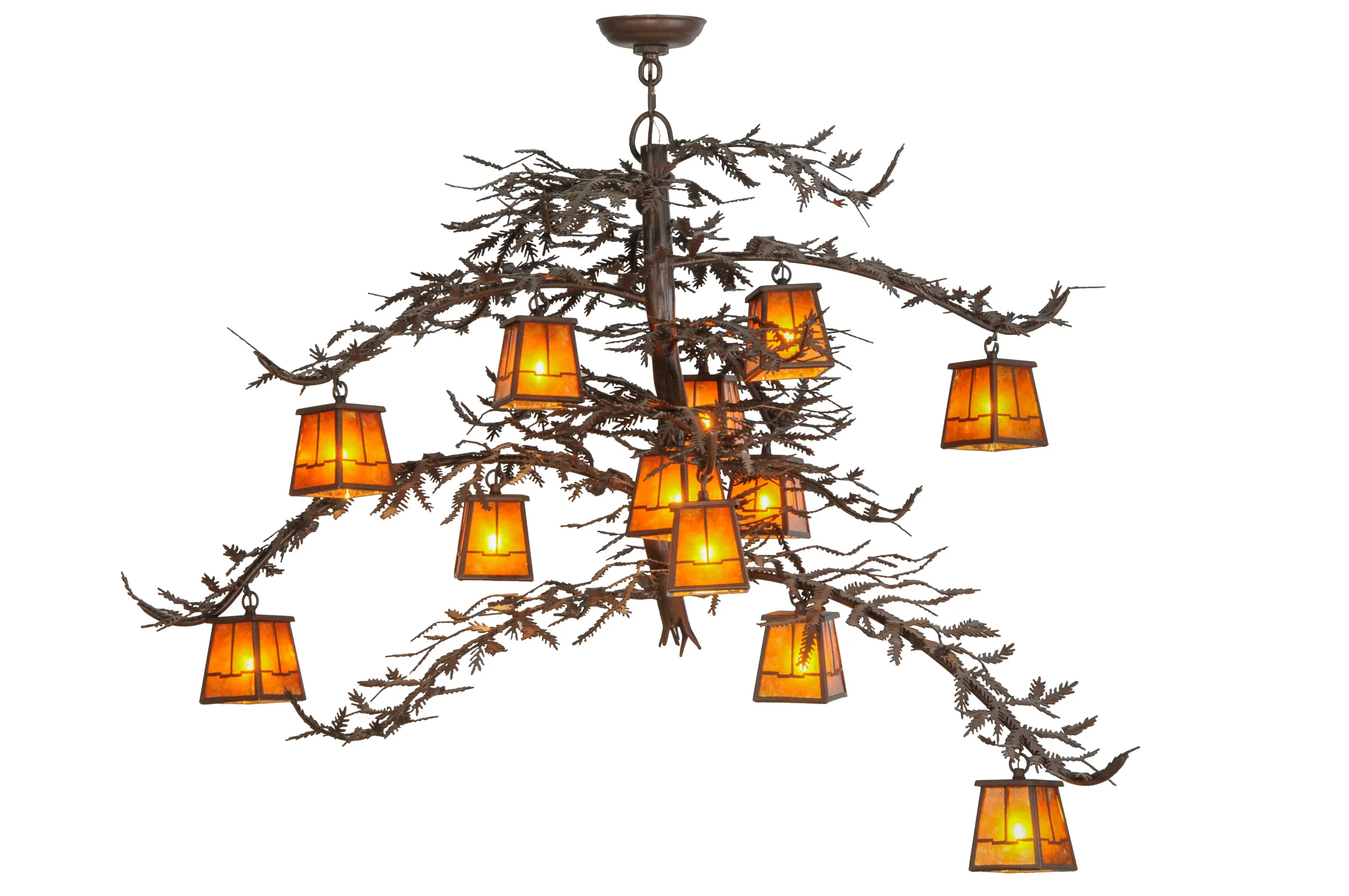 Pine Branch 12 Light Chandelier in Cafe Noir