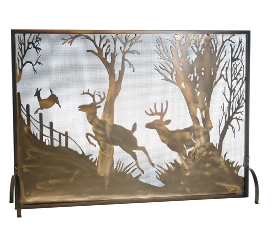 44"W X 31.5"H Deer on the Loose Fireplace Screen