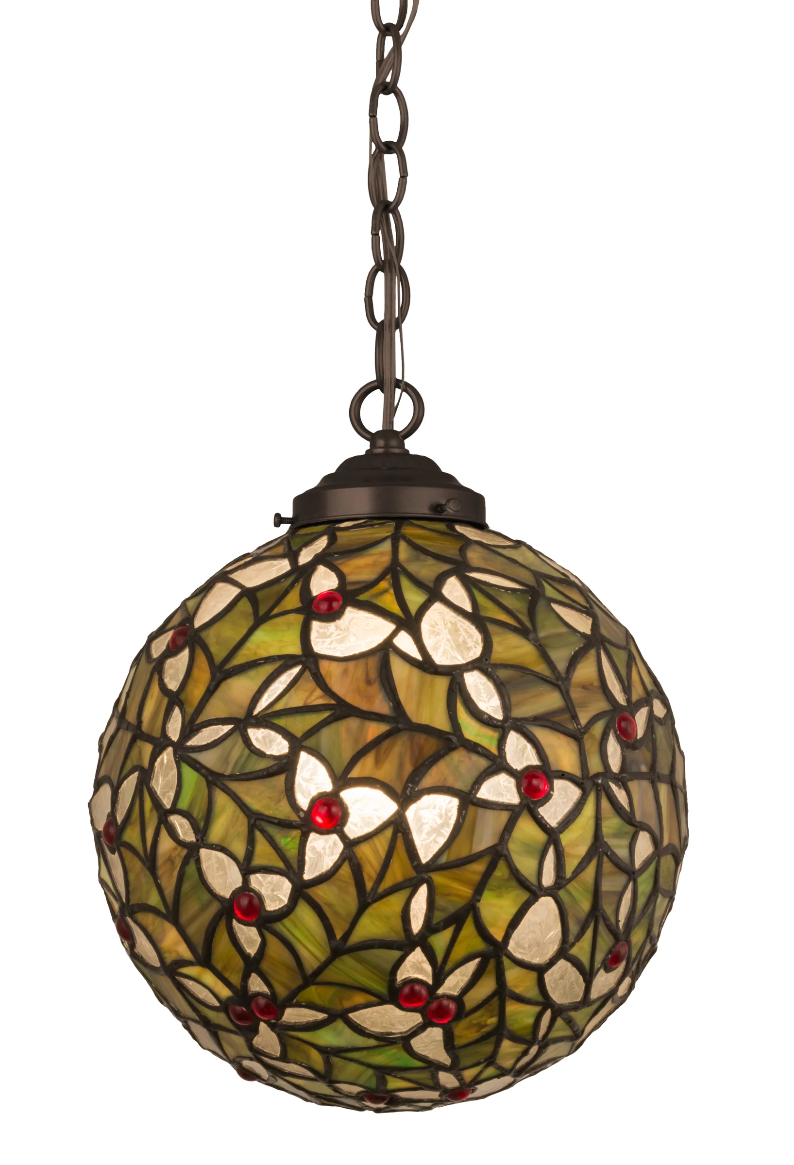 9" Wide Holly Ball Mini Pendant