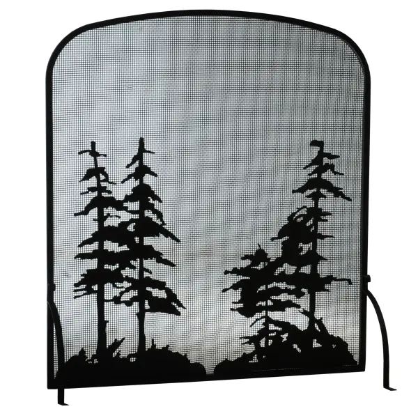 Bring home natural beauty with the Meyda Arched Trees Fire Screen which can be used as a decorative hearth accent. Hand finished in Black; the screen features striking silhouettes of Tall Pine Trees on a mesh screen. Custom crafted by Meyda artisans in Upstate New York.