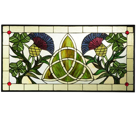 28"W X 14"H Trinity Knot Stained Glass Window