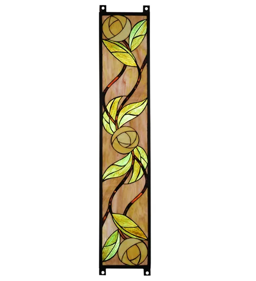 7.15"W X 35.125"H Mackintosh Rose Stained Glass Window
