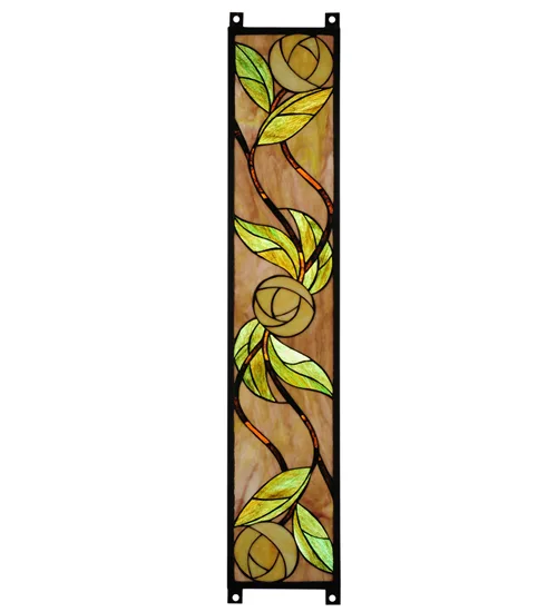 7.125"W X 35.125"H Mackintosh Rose Stained Glass Window
