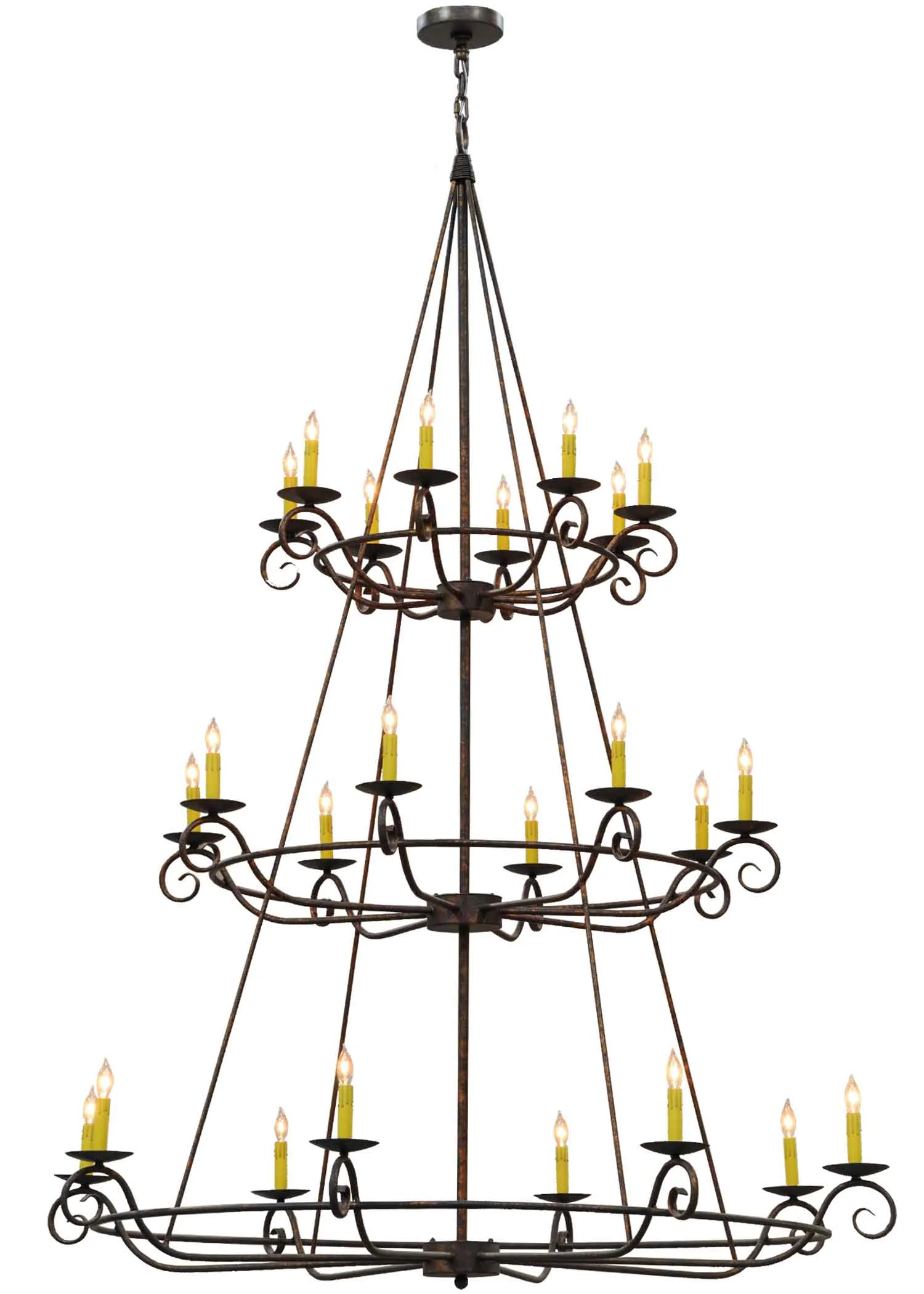 60"W Estrella 24 LT Three Tier Chandelier