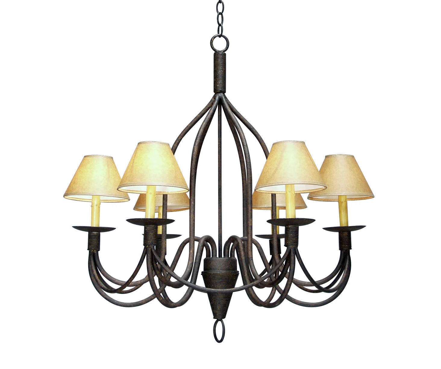 Bell Six Light Chandelier in Rusty Nail