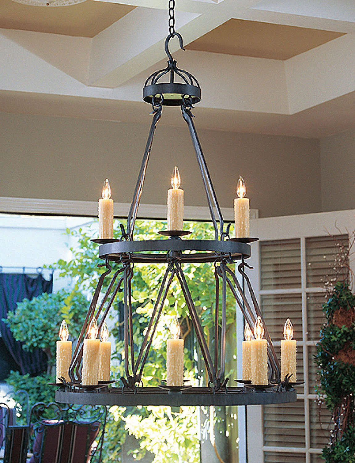 36" Wide Lakeshore 12 Light Two Tier Chandelier