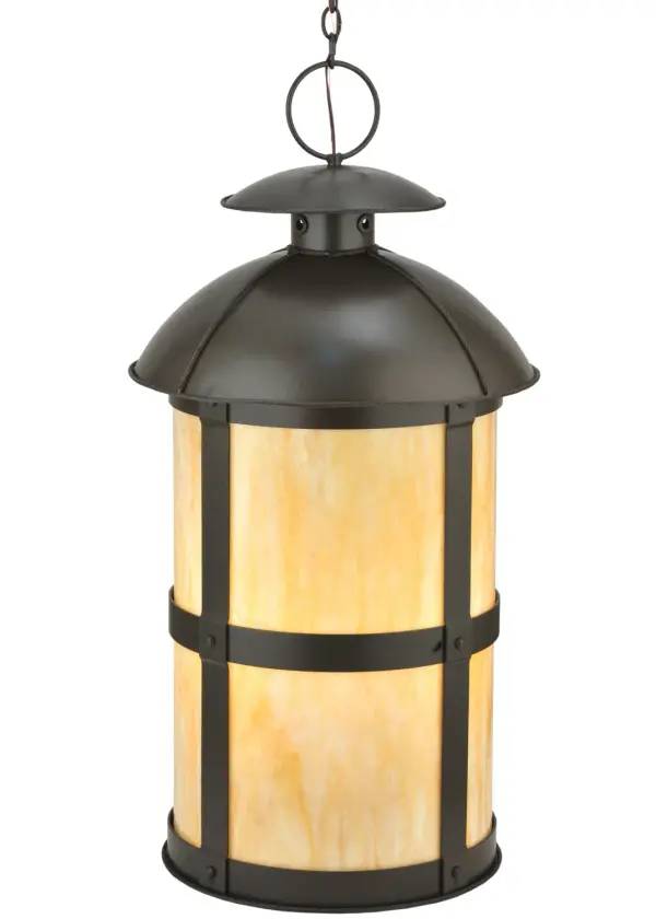 Offering a rustic design with a handsome, casual look, this stunning cylindrical styled lantern features a Beige Art Glass lens that is enhanced with an attractive Timeless Bronze finish. The overall height of the pendant ranges from 48 to 154 inches, as the chain length can be easily adjusted in the field to meet your precise lighting requirements. Display these pendants for illuminating exterior covered entryways and under eaves in timber homes, modern farmhouses, and other spaces from Traverse City, Michigan, to Lake Tahoe, Nevada, to Lake Geneva, Wisconsin. Or, place them above islands or bars inside homes and restaurants. The?Altamire Hanging Lantern Pendant is featured in our American-made, American-designed, handcrafted Craftsman Collection and manufactured in Yorkville, New York. This lighting fixture is UL and cUL listed for dry and damp locations. Collection: Altamire Finish: Timeless Bronze Glass: Beige Art Glass Notes: Custom Crafted In Yorkville, New York Please Allow 30 Days Width: 22.00" Height: 48.00" Length: 22.00" Weight: 60.00 lb Number of Bulbs: 4 Maximum Wattage: 60.00 W Bulb Type: A19 Bulb Base: E26 Material: Steel Country of Origin: USA Safety Listing: Damp Safety Rating: Damp