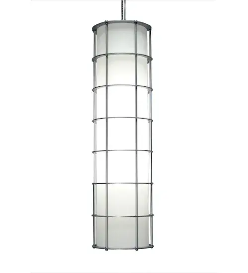 This unique ceiling pendant features a geometric grillwork frame that is similar to a curved series of windows offering panoramic views of surrounding vistas from a luxury skyscraper tower. Hallette reveals a clean round profile and refined styling with a Statuario Idalight diffuser that is complemented with Pewter decorative accents and hardware. Handcrafted in the USA, this architectural styled pendant illuminates with 2 Customer supplied, Medium base 13-watt Fluorescent lamps, is available in custom colors, styles and sizes, as well as dimmable energy efficient lamping options such as LED. The 42-inch tall fixture is UL and cUL listed for dry and damp locations. Collection: Hallette Finish: Pewter Glass: Statuario Idalight Width: 12.00" Height: 42.00" Length: 12.00" Weight: 47.00 lb Number of Bulbs: 2 Maximum Wattage: 60.00 W Bulb Type: A19 Bulb Base: E26 Material: Steel Country of Origin: USA Safety Listing: Dry Safety Rating: Damp