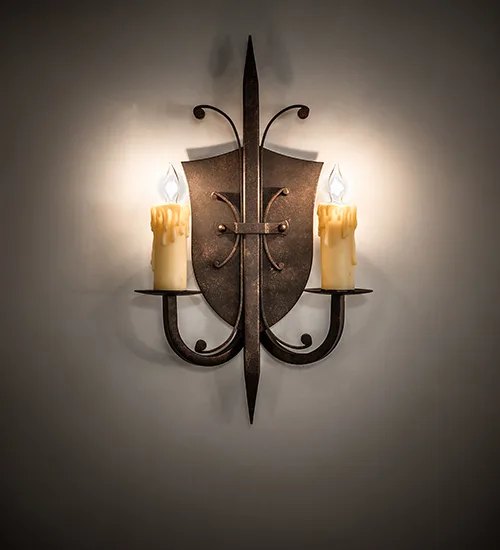 11" Wide Shield 2 Light Wall Sconce