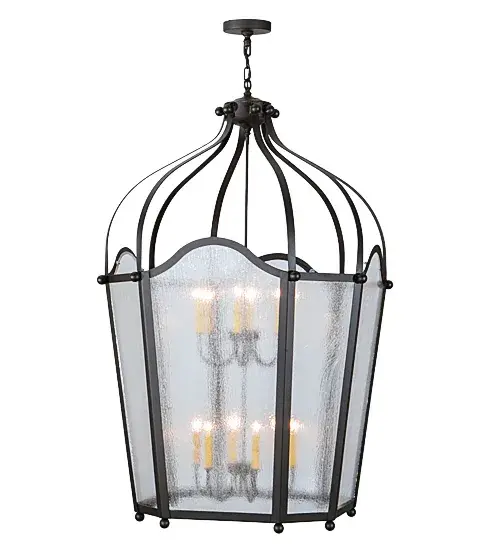 Utilizing a blend of timeless craftsmanship and classic design, the ever-popular Citadel brings home unsurpassed quality and shapely appeal. Evoking a dramatic effect, beautiful ambient light is evoked through Rainstone Idalight which reveals 2 six-light faux candelabras featured within this pendant. Citadel is enhanced with a dramatic design and frame featured in an Oil Rubbed Bronze finish. The fixture is handcrafted by skilled artisans in our American factory in Upstate New York. Custom options include various sizes, colors, designs and dimmable energy efficient lamping. UL and cUL listed. Collection: Citadel Finish: Oil Rubbed Bronze Glass: Rainstone Idalight Width: 42.00" Height: 62.00" Length: 42.00" Weight: 71.00 lb Number of Bulbs: 12 Maximum Wattage: 60.00 W Bulb Type: BA9 Bulb Base: E12 Material: Steel Country of Origin: USA Safety Listing: Damp Safety Rating: Damp - alternate view