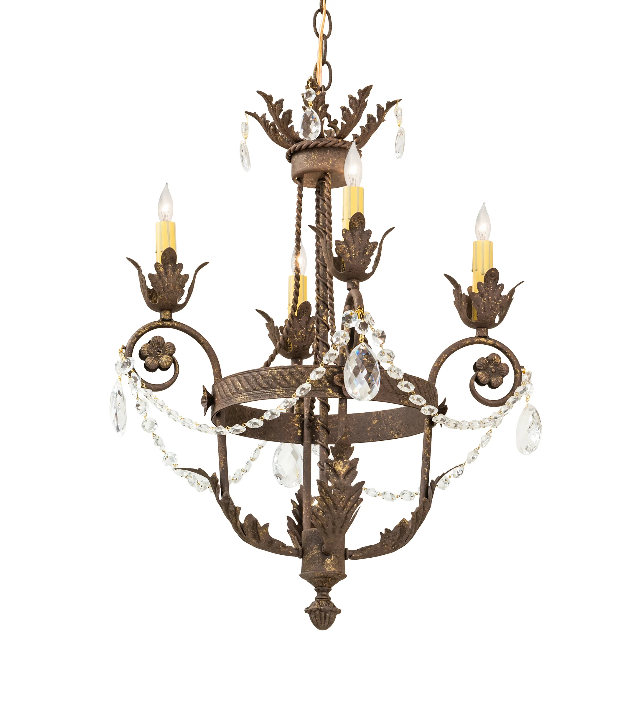 Antonia Four Light Chandelier in Pompeii Gold