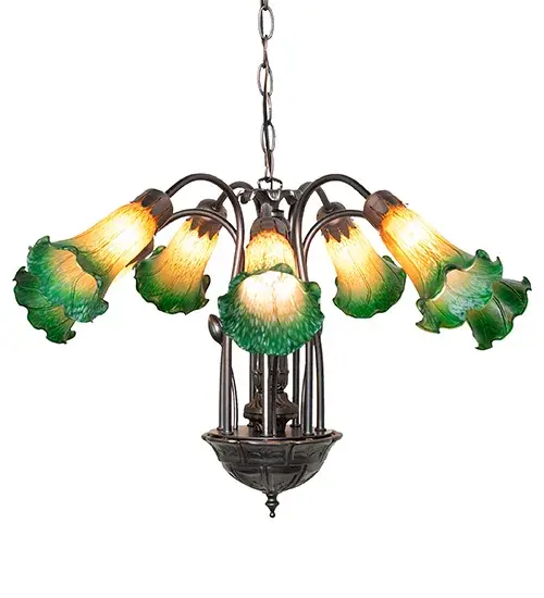 The Amber/Green Tiffany Pond Lily by Meyda Lighting - Image 5