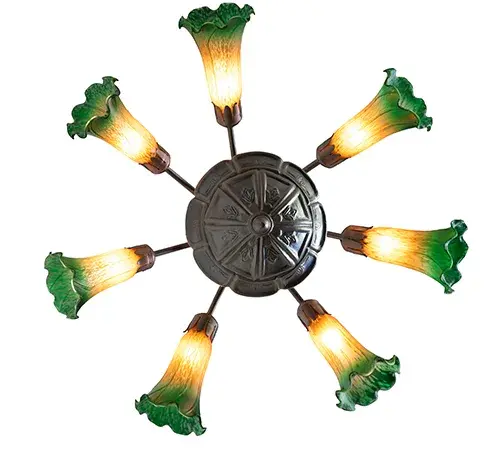 The Amber/Green Tiffany Pond Lily by Meyda Lighting - Image 6
