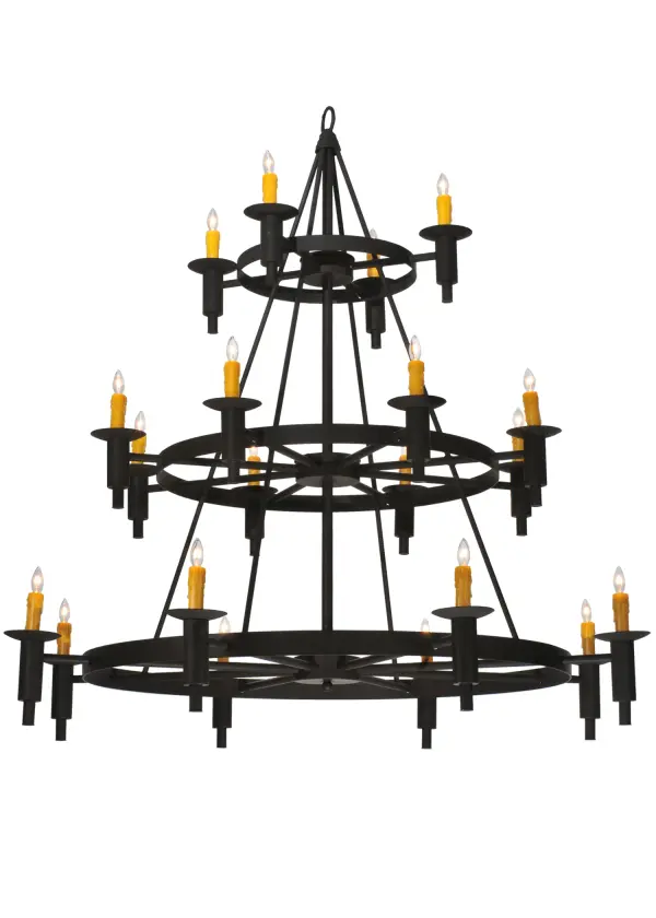 Add a touch of elegance and warm ambient lighting to your interiors with this sumptuous decorative lighting design. Carella features a decorative frame and hardware in a Dark Roast finish and is designed to make the perfect centerpiece of any room. Illuminated with 20 Amber faux candlelights, this lovely chandelier is ideal for a lobby, entryway, ballroom and other spaces. Custom crafted by the hands of skilled artisans in our Yorkville, New York manufacturing facility, this Grand styled, 3-tiered fixture is available in custom sizes, styles and colors, with dimmable, energy efficient lamping options. The 60-inch wide chandelier is UL and cUL listed for damp and dry locations. Collection: Carella Finish: Dark Roast Notes: Custom Crafted In Yorkville, New York Please Allow 30 Days Width: 60.00" Height: 65.00" Length: 60.00" Weight: 60.00 lb Number of Bulbs: 20 Maximum Wattage: 40.00 W Bulb Type: B10 Bulb Base: E12 Material: Steel Country of Origin: USA Safety Listing: Damp Safety Rating: Damp