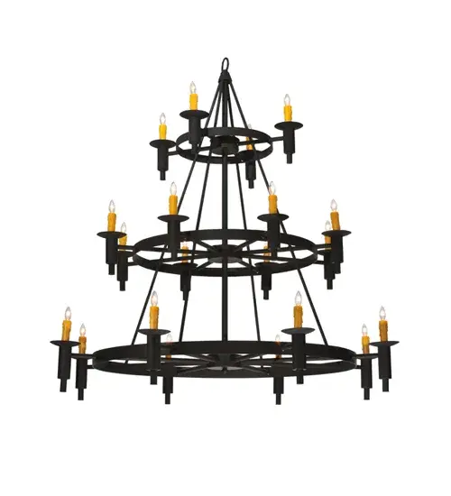 Add a touch of elegance and warm ambient lighting to your interiors with this sumptuous decorative lighting design. Carella features a decorative frame and hardware in a Dark Roast finish and is designed to make the perfect centerpiece of any room. Illuminated with 20 Amber faux candlelights, this lovely chandelier is ideal for a lobby, entryway, ballroom and other spaces. Custom crafted by the hands of skilled artisans in our Yorkville, New York manufacturing facility, this Grand styled, 3-tiered fixture is available in custom sizes, styles and colors, with dimmable, energy efficient lamping options. The 60-inch wide chandelier is UL and cUL listed for damp and dry locations. Collection: Carella Finish: Dark Roast Notes: Custom Crafted In Yorkville, New York Please Allow 30 Days Width: 60.00" Height: 65.00" Length: 60.00" Weight: 60.00 lb Number of Bulbs: 20 Maximum Wattage: 40.00 W Bulb Type: B10 Bulb Base: E12 Material: Steel Country of Origin: USA Safety Listing: Damp Safety Rating: Damp - alternate view