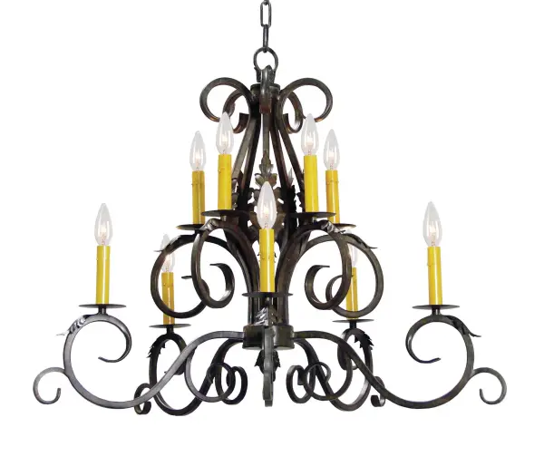This eye-catching ornate chandelier makes a design statement as the centerpiece for any room in a residential; hospitality or commercial space. The Anassa Chandelier renders elaborate Golden Bronze finished scrollwork; frame and bobeches that embrace 10 Ivory faux candlelights. Handcrafted by highly skilled artisans in our manufacturing facility in Upstate NY. Custom sizes; colors and finishes are available; as well as dimmable energy efficient lamping options including LED. The 32-inch wide chandelier is UL and cUL listed for dry and damp locations.