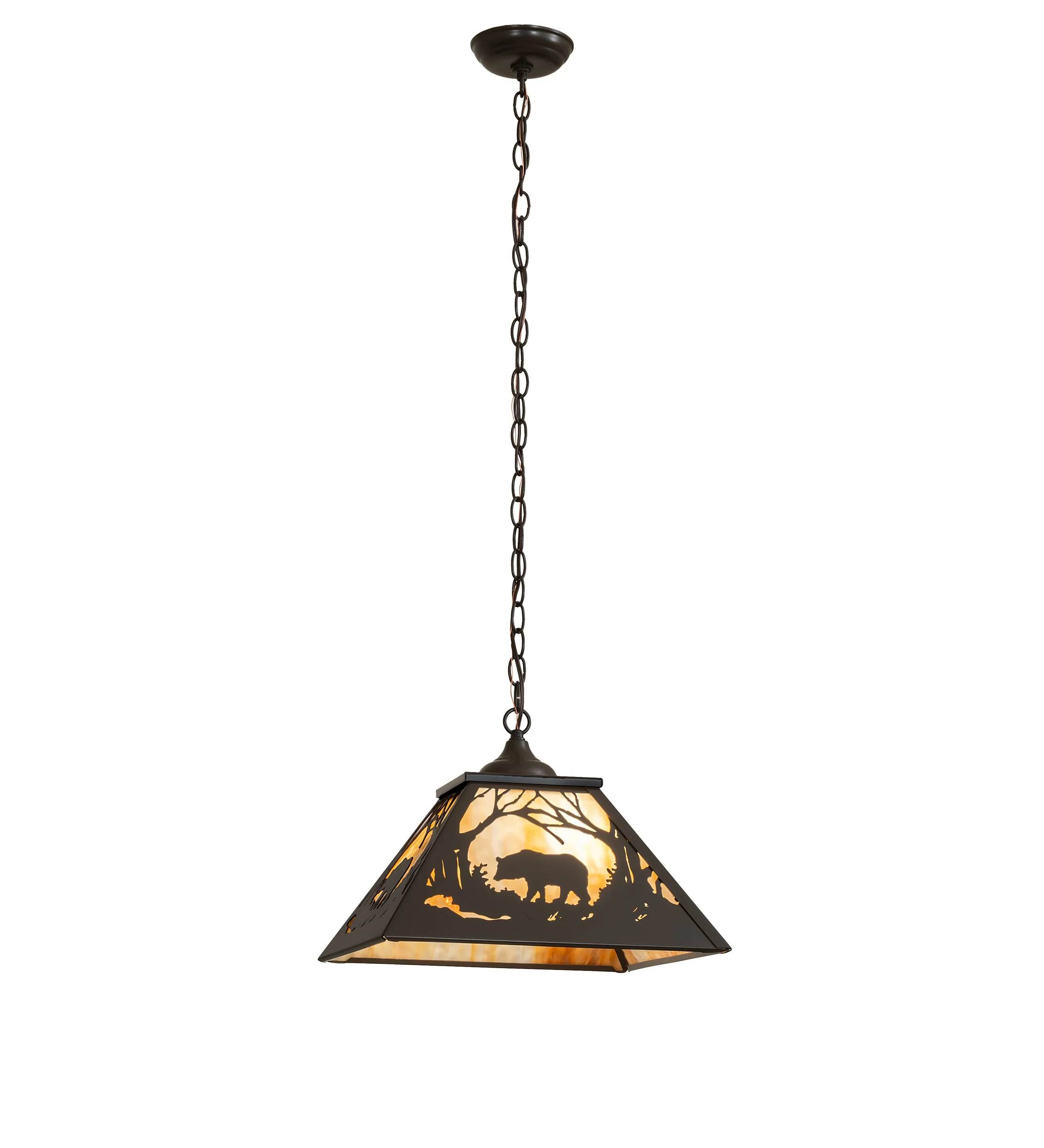 16" Square Bear at Dawn Pendant
