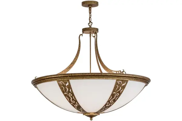 For a distinctive and luxurious look in any residential or commercial space, Grayson evokes a striking design with a Statuario Idalight diffuser and enhanced with hardware and accents featured in a Spanish Gold finish. This transitionally styled pendant is perfect for illuminating large corridors, lobbies, living rooms and other areas. This ceiling fixture is crafted by the highly skilled hands of our artisans in the Yorkville, New York in the USA. Custom styles, sizes and colors are available, as well as dimmable energy efficient lamping options such as LED. The 42-inch wide fixture is UL and cUL listed for damp and dry locations. Collection: Grayson Finish: Spanish Gold Glass: Statuario Idalight Width: 42.00" Height: 42.00" Length: 42.00" Weight: 53.00 lb Number of Bulbs: 6 Maximum Wattage: 40.00 W Bulb Type: A19 Bulb Base: E26 Material: Steel Country of Origin: USA Safety Listing: Damp Safety Rating: Damp