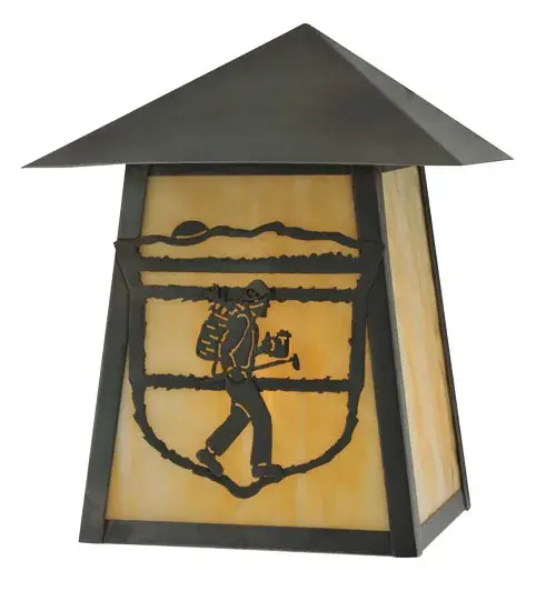 9"W Lake Clear Lodge Hiker Wall Sconce - Image 1
