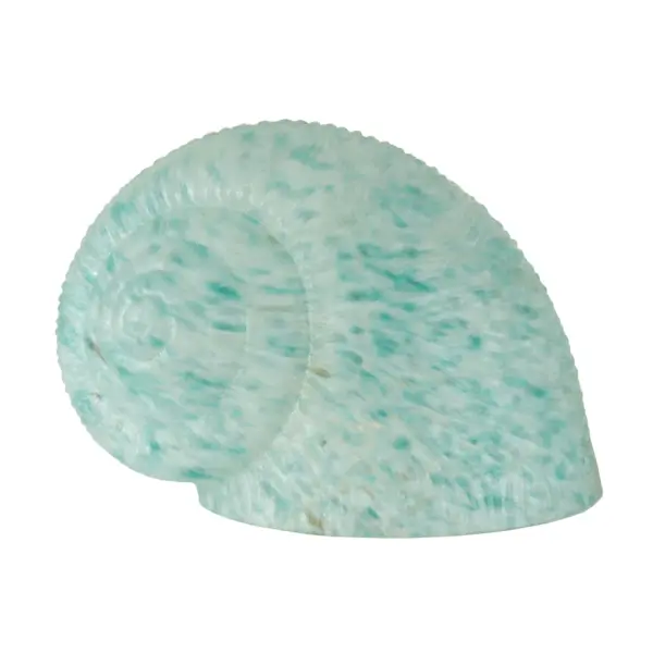 Mouthblown art glass in a graceful Snail- shaped profile is created in Teal brushstrokes. Originally dating back to the ancient Egyptians, the old-world French Pate de Verre artisanship is utilized with painstaking techniques, including kiln firing and hand sculpting an art glass mold into a finished masterpiece. The Snail Shade is featured in our American-designed, handcrafted Art Glass Lighting Collection. Each shade is a unique work of art, with color variations reflecting the natural ingredients inherent in the glass. Collection: Snail Finish: Antique Copper Glass: Teal Dappled Glass Width: 4.75" Height: 4.50" Length: 6.50" Weight: 1.00 lb Extension from Wall: 6.50" Number of Bulbs: 1 Bulb Base: E26 Country of Origin: CHINA Safety Listing: Dry Safety Rating: Dry