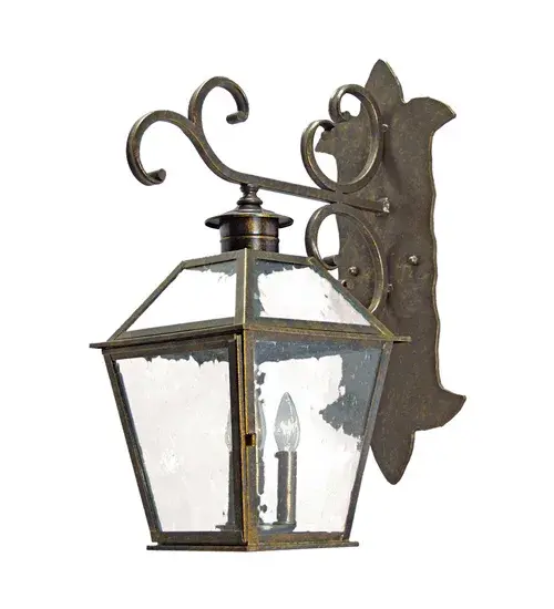 Stately charm and sophistication come to light in a distinctive style. Enjoy the time-honored look of Damara, an authentic lantern design with classic styling and handcrafted construction. Ideal for indoor and outdoor applications, this shapely lantern features Clear Seeded Glass, which reveals 3 complementary candle covers with Customer supplied Candelabra lamps. The shade is complemented with a frame, scroll accents, and hardware featured in a stunning Golden Bronze finish. This impressive sconce is available in custom colors, designs, sizes and dimmable energy efficient lamping options such as LED. The 26-inch tall fixture is UL and cUL listed for dry, damp and wet locations. Collection: Damara Finish: Golden Bronze Glass: Clear Seeded Glass Width: 11.00" Height: 26.00" Length: 17.00" Weight: 23.00 lb Extension from Wall: 17.00" Number of Bulbs: 3 Maximum Wattage: 60.00 W Bulb Type: BA9 Bulb Base: E12 Material: Steel/Brass Country of Origin: USA Safety Listing: Dry Safety Rating: Wet