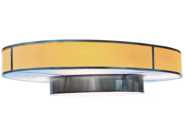 Combining a grandeur design with classic curvaceous styling, Katerine features a large Faux Maplewood shade which is complemented with a Statuario Idalight bottom diffuser. The larger shade is enhanced with a smaller shade with Crystal Idalight revealing a Mirrored metal perimeter and matching Statuario Idalight bottom diffuser. The frame, decorative accents and hardware are featured in a Nickel Powdercoat finish. Perfect for lighting large spaces such as conference rooms, reception areas, lobbies and large living spaces. Handcrafted by highly skilled artisans in the USA, this fixture is available in custom sizes, styles and colors, as well as dimmable energy efficient lamping options such as LED. The oblong fixture is UL and cUL listed for dry and damp locations. Collection: Katerine Finish: Nickel Glass: Faux Maplewood, Statuario Idalight, Crystal Idalight Width: 79.00" Height: 20.00" Length: 100.00" Weight: 80.00 lb Extension from Wall: 79.00" Number of Bulbs: 16 Maximum Wattage: 60.00 W Bulb Type: A19 Bulb Base: E26 Light Source: CFL Material: Steel Country of Origin: USA Safety Listing: Damp Safety Rating: Damp