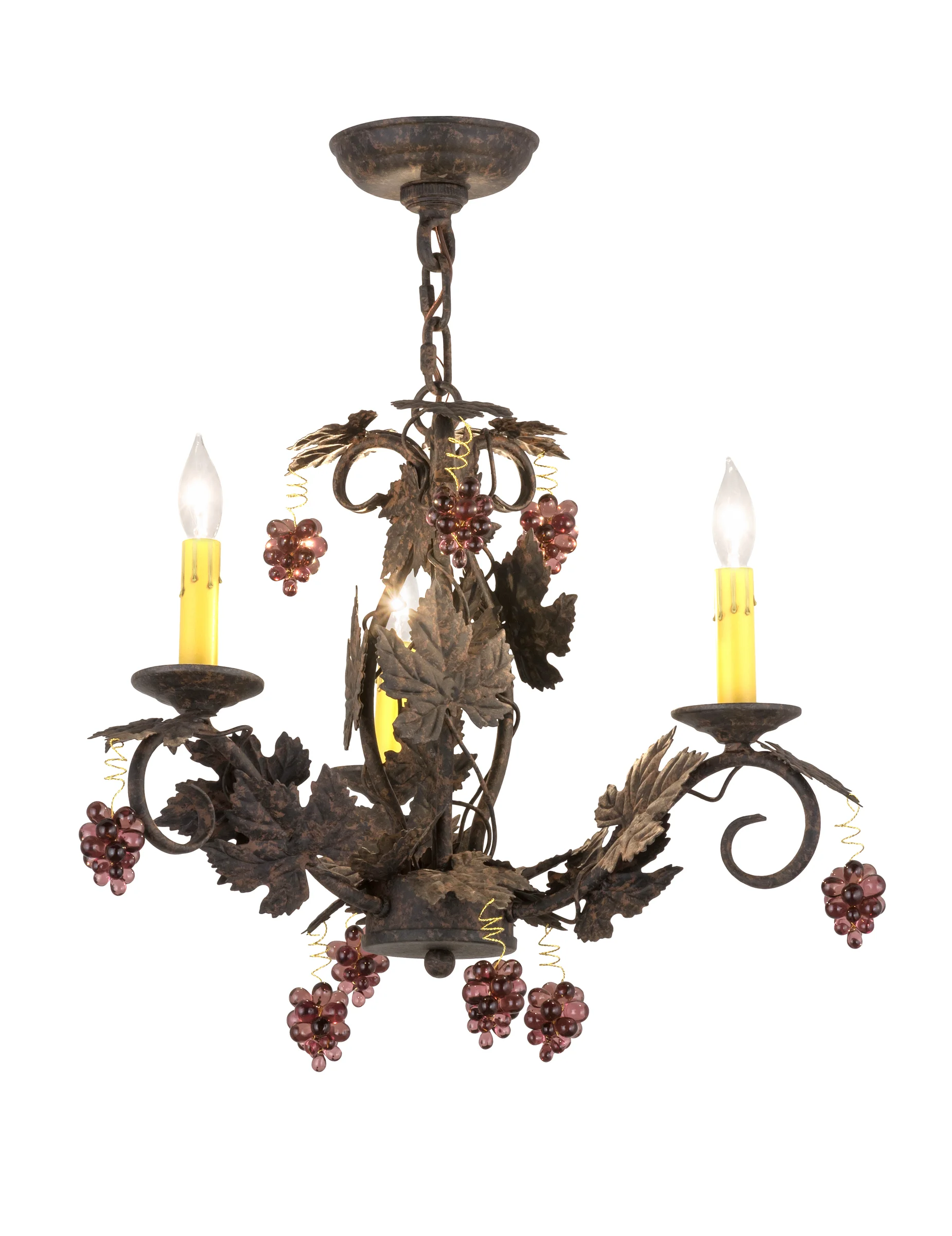 Vineyard Three Light Chandelier in Coffee Bean