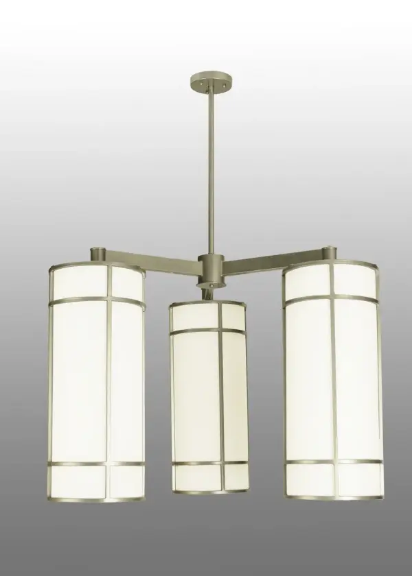 Designed with a curved profile and a clean architectural look. This appealing and versatile ceiling fixture reveals a sophisticated aesthetic. The ceiling fixture features three Statuario Idalight shades that are enhanced with hardware, frame, and crossbar design in Nickel Finish. The Cilindro Jackson Hall Chandelier is included in our American-made, American-designed, handcrafted Modern Collection and manufactured in Yorkville, NY. UL and cUL listed for dry and damp locations. Collection: Cilindro Finish: Nickel Glass: Statuario Idalight Notes: Custom Crafted In Yorkville, New York Please Allow 30 Days Width: 49.00" Height: 60.00" Length: 49.00" Weight: 65.00 lb Extension from Wall: 4.00" Number of Bulbs: 12 Maximum Wattage: 23.00 W Bulb Type: LINEAR Bulb Base: 2G11 Light Source: LED Material: Steel Country of Origin: USA Safety Listing: Damp Safety Rating: Damp LED