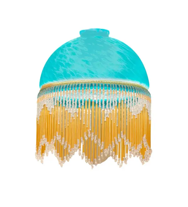 Every Meyda Tiffany item is a unique handcrafted work of art. Natural variations in the wide array of materials that we use to create each Meyda product make every item a masterpiece of its own. Photographs are a general representation of the product. Colors and designs will vary. Collection: Roussillon Glass: Teal Dappled Glass Width: 8.00" Height: 10.00" Length: 8.00" Weight: 1.50 lb Country of Origin: CHINA