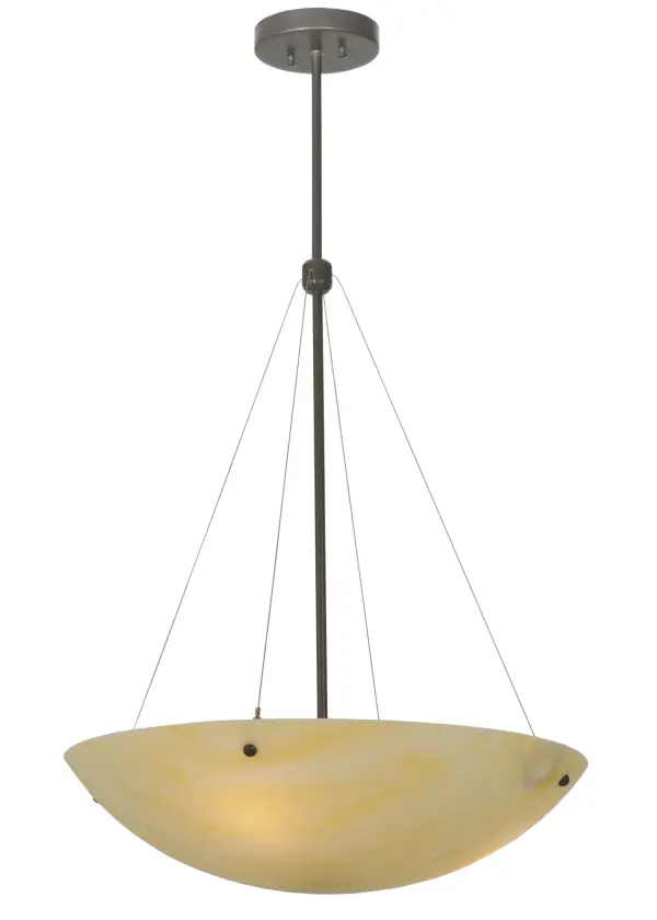 With Honey colored accents, this subtle yet exquisite pendant was designed to highlight any residential, office or commercial space. This uniquely designed and colored Botticino Idalight shade is paired with stunning Timeless Bronze finish. Hand finished and crafted by the Meyda artisans here in the USA. UL and cUL listed for dry and damp locations. Collection: Cypola Finish: Timeless Bronze Glass: Botticino Idalight Notes: Custom Crafted In Yorkville, New York Please Allow 30 Days Width: 24.00" Height: 17.00" Length: 24.00" Weight: 8.00 lb Number of Bulbs: 3 Maximum Wattage: 60.00 W Bulb Type: A19 Bulb Base: E26 Material: Metal Or Polyresin Country of Origin: USA Safety Listing: Damp Safety Rating: Damp