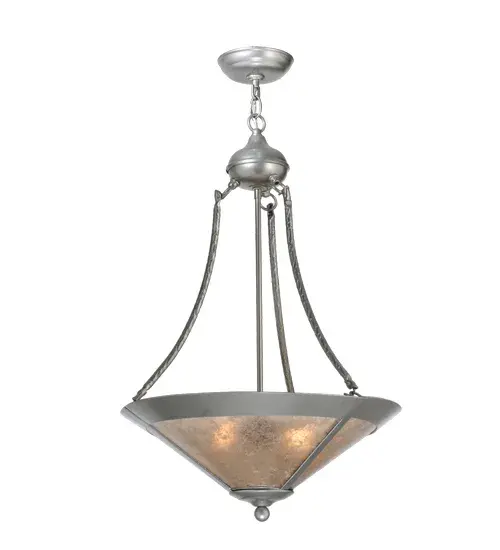Created in the tradition of American master craftsmen; this ceiling pendant features an appealing Silver Mica lens; which is enhanced with a Nickel powder-coated frame and hardware. The fixture is ideal for illuminating dining areas; entryways; and other spaces in residential and hospitality settings. The Sutter Inverted Pendant is featured in our American-made; American-designed handcrafted Arts & Crafts Lighting Collection. The fixture is UL and cUL listed for dry and damp locations. - alternate view