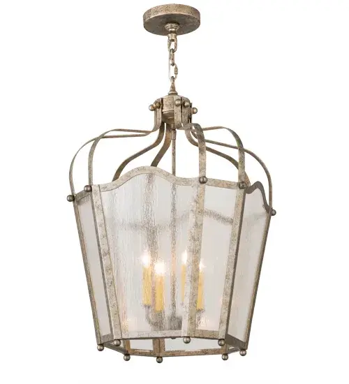 Utilizing a blend of timeless craftsmanship and classic design, the ever-popular Citadel brings home unsurpassed quality and shapely appeal. Evoking a dramatic effect, beautiful ambient light is evoked through Clear Seeded Glass which reveals a 4-light faux candelabras featured within this pendant. Citadel is enhanced with a dramatic design and frame featured in a Corinth finish. The fixture is handcrafted by skilled artisans in our American factory in Upstate New York. Custom options include various sizes, colors, designs and dimmable energy efficient lamping. UL and cUL listed. Collection: Citadel Finish: Corinth Glass: Clear Seeded Glass Width: 22.00" Height: 35.00" Length: 22.00" Weight: 28.00 lb Number of Bulbs: 4 Maximum Wattage: 60.00 W Bulb Type: B10 Bulb Base: E12 Material: Steel Country of Origin: USA Safety Listing: Damp Safety Rating: Damp - alternate view