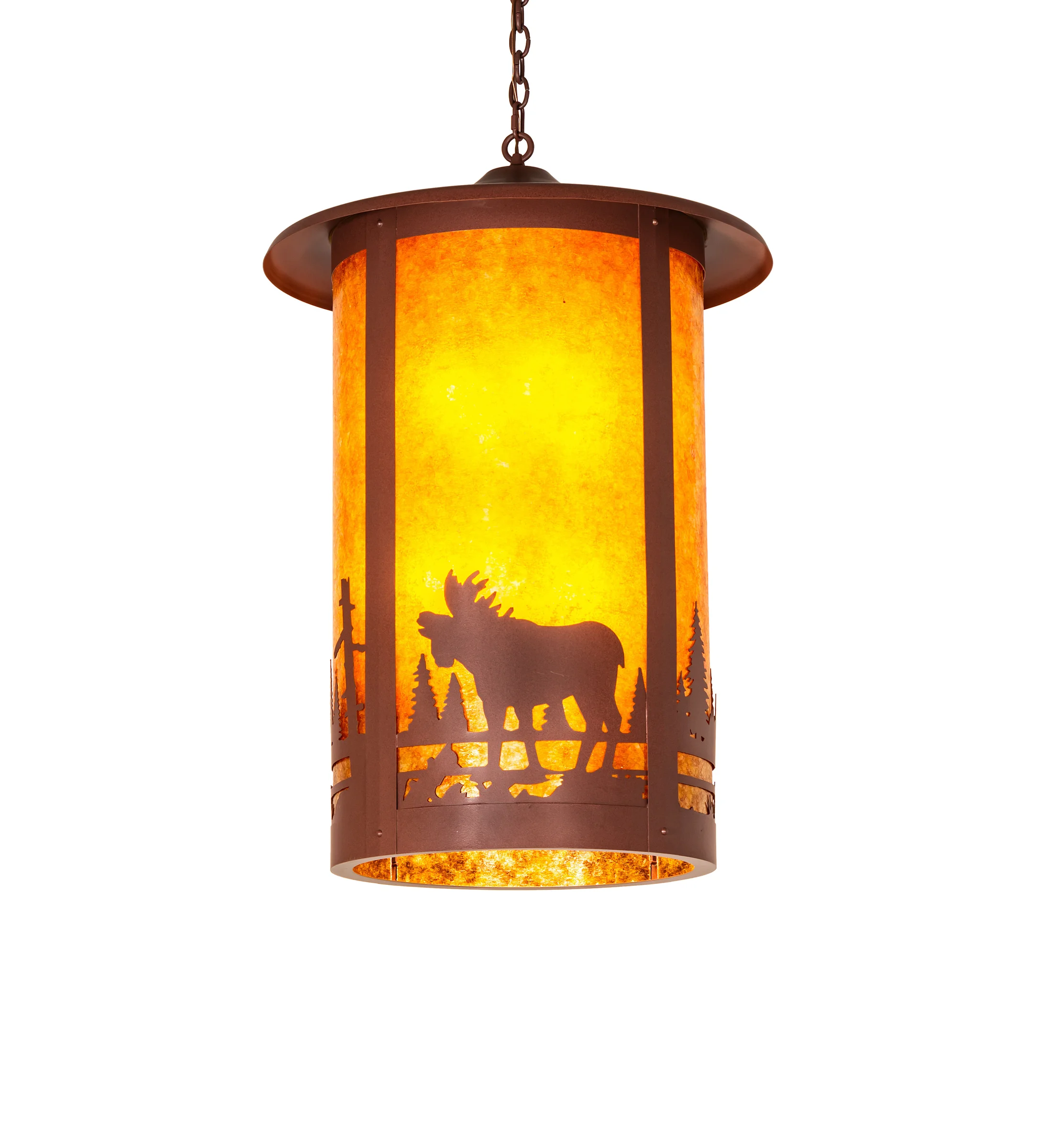 Fulton Eight Light Pendant in Rust