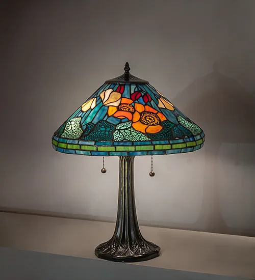 21" High Tiffany Poppy Cone Table Lamp