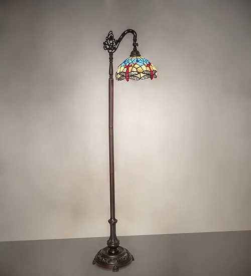60.5"H Tiffany Hanginghead Dragonfly Bridge Arm Floor Lamp