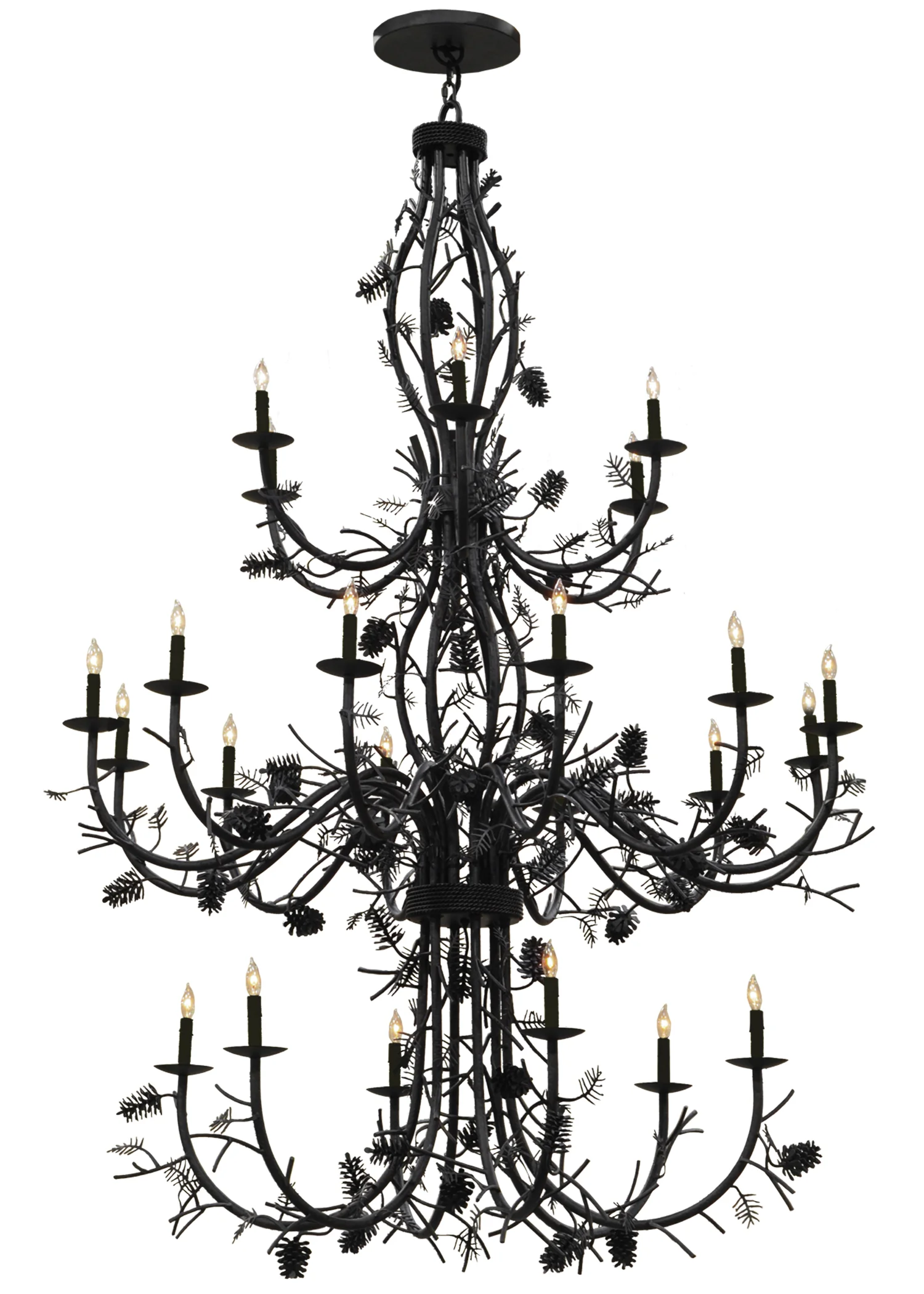 Pinecone 24 Light Chandelier in Chestnut