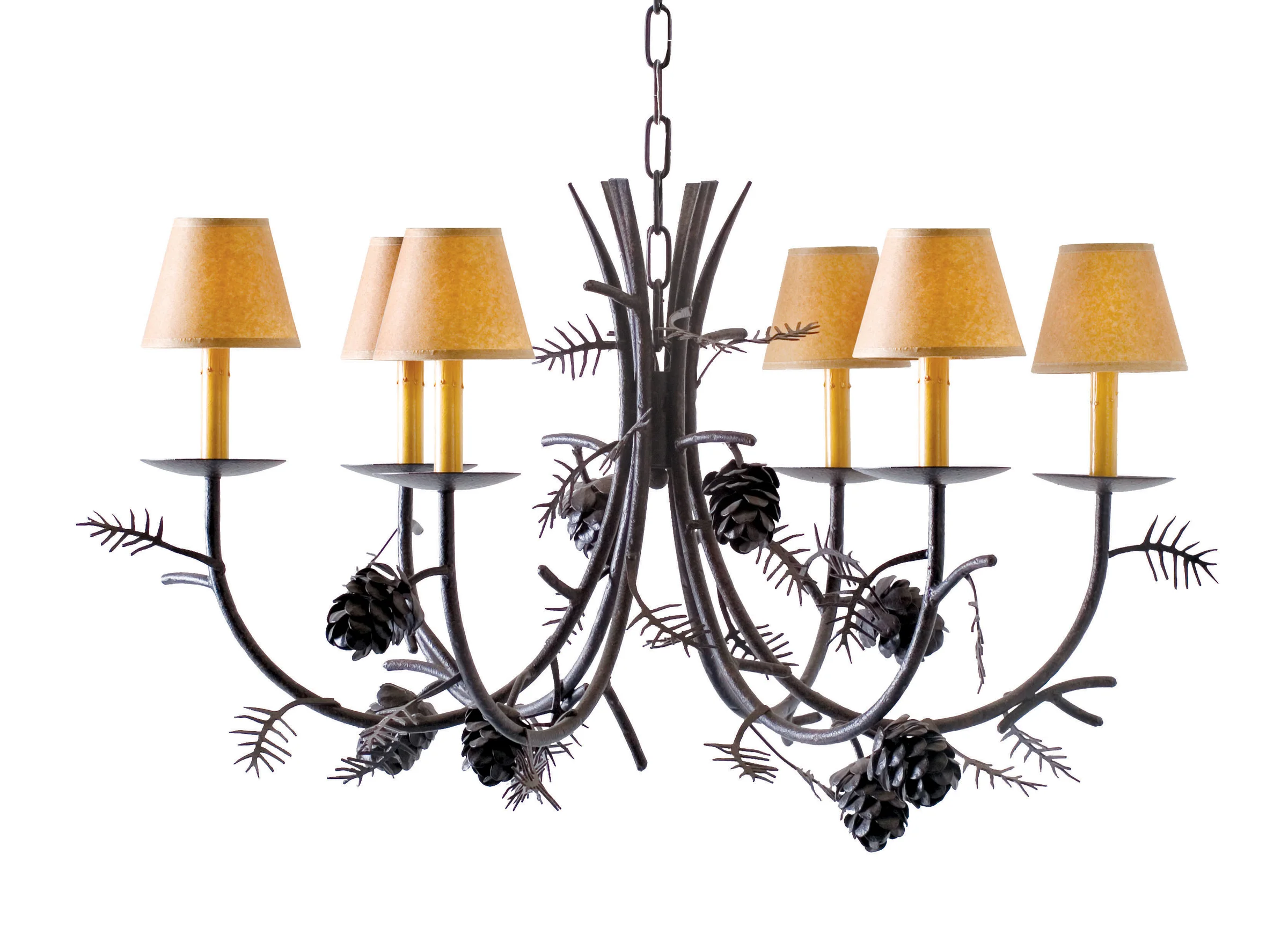 Pinecone Eight Light Chandelier in Chestnut