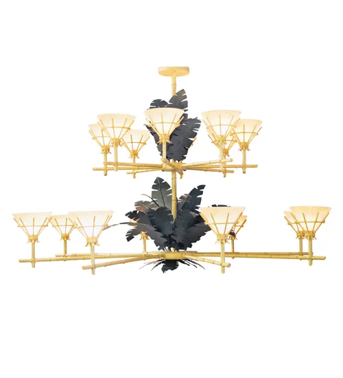 96" Wide Tiki 16 LT Two Tier Chandelier