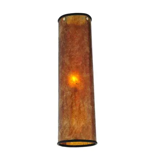 Evocative of the American Craftsman Design Movement. This handsome cylindrical styled shade features Amber Mica that will add warmth and authentic appeal to interior spaces while creating a visually pleasing experience. Handcrafted by highly skilled artisans in our 180;000 square foot manufacturing facility in Yorkville; New York. Ideal for use as a wall sconce; pendant or other type of ceiling fixture. - alternate view