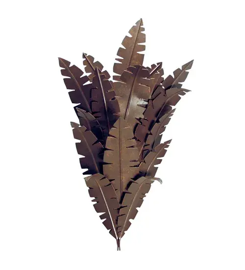 Reminiscent of the tropical beaches, the Banana Leaf symbolizes a sense of dashing fun and gracious relaxation. A Banana Leaf metal cluster is adorned in a stunning Gilded Tobacco finish. Ideal for covered patios and decks in fine homes, resorts, restaurants, hotels and lounges, this casually chic sconce can be customized in the size, style or finish of your choice. Handmade? in our 180,000 square foot manufacturing facility in Yorkville, New York. Custom sizes, styles and colors are available, as well as dimmable energy efficient lamping options such as LED. UL and cUL listed for dry, damp and wet locations. Collection: Island Finish: Gilded Tobacco Glass: White Width: 20.00" Height: 30.00" Length: 8.00" Weight: 15.00 lb Extension from Wall: 8.00" Number of Bulbs: 3 Maximum Wattage: 60.00 W Bulb Type: B11 Bulb Base: E26 Light Source: CFL Material: Steel Country of Origin: USA Safety Listing: Dry Safety Rating: Damp