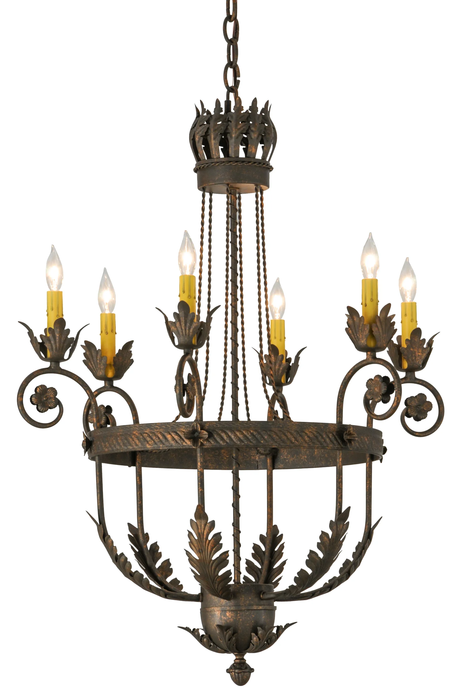 Antonia Six Light Chandelier in Gilded Tobacco