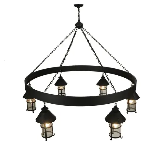 66"W Rutland 6 Lantern Chandelier - Image 4