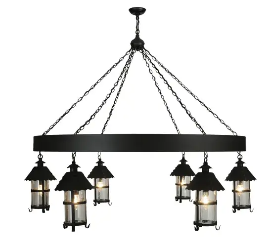 66"W Rutland 6 Lantern Chandelier - Image 8