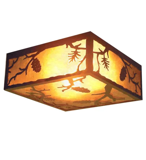 18" Square Pinecone Flushmount